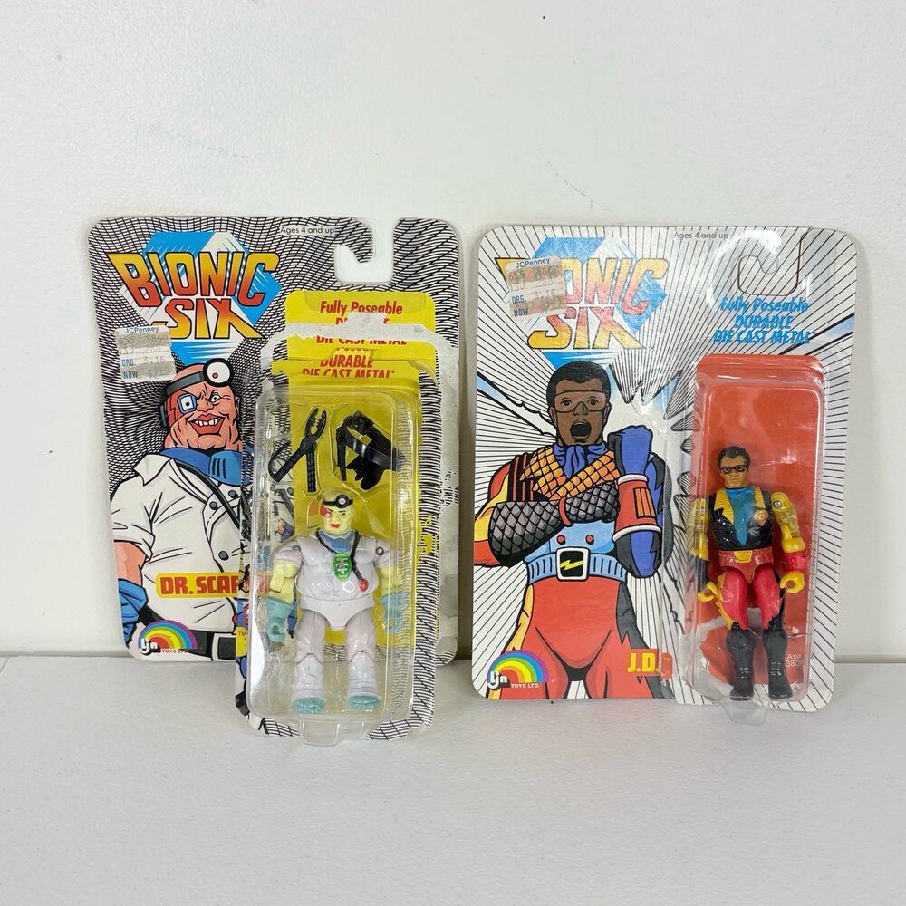 Vtg 1986 LJN Toys Bionic Six J.D And DR SCARAB DIE CAST Action Figures READ